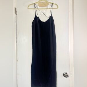 Madewell Black silk slip dress